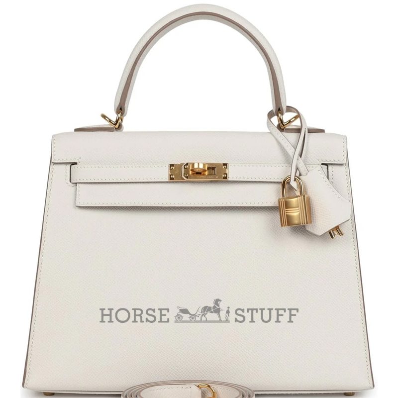 Hermès Kelly Sellier 25 Gris Pale Epsom GHW