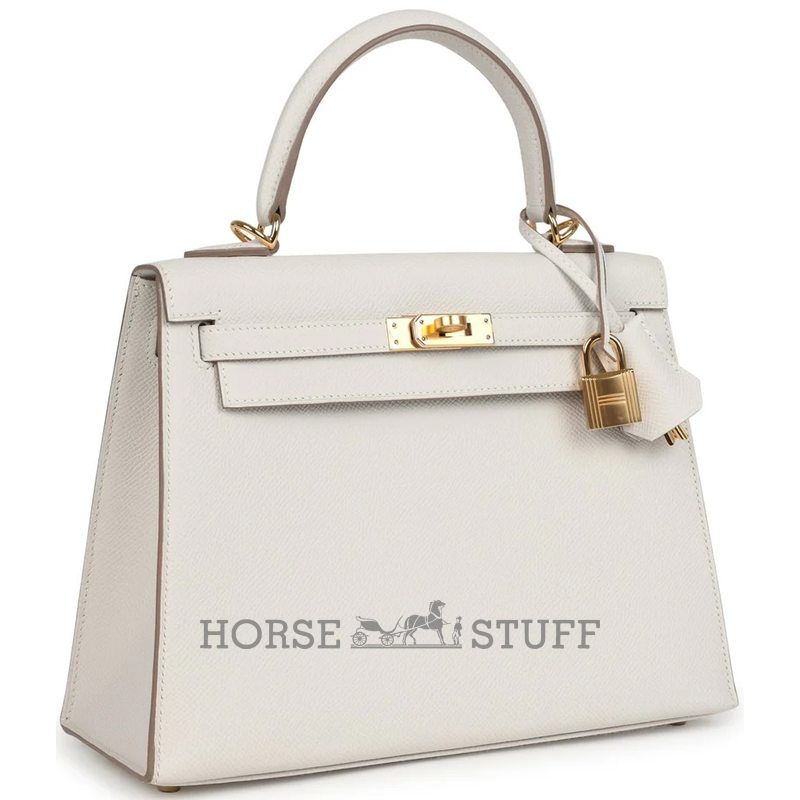 Hermès Kelly Sellier 25 Gris Pale Epsom GHW