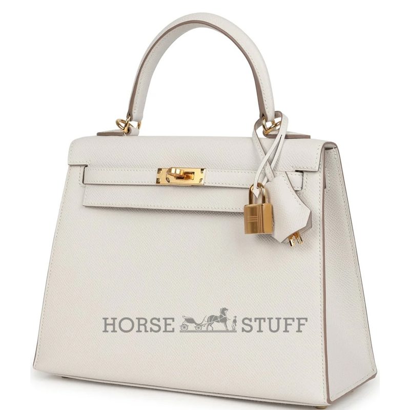 Hermès Kelly Sellier 25 Gris Pale Epsom GHW