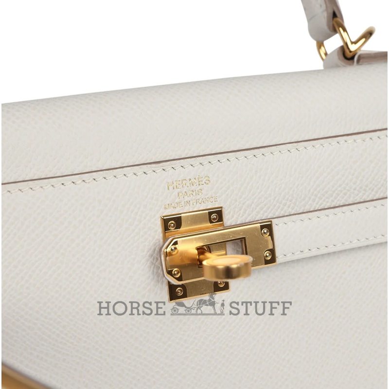 Hermès Kelly Sellier 25 Gris Pale Epsom GHW
