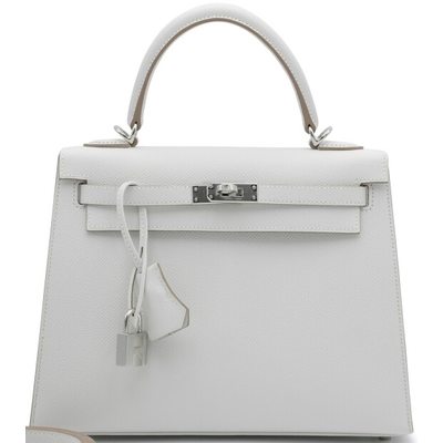 Hermès Kelly Sellier 25 Gris Pale Epsom PHW