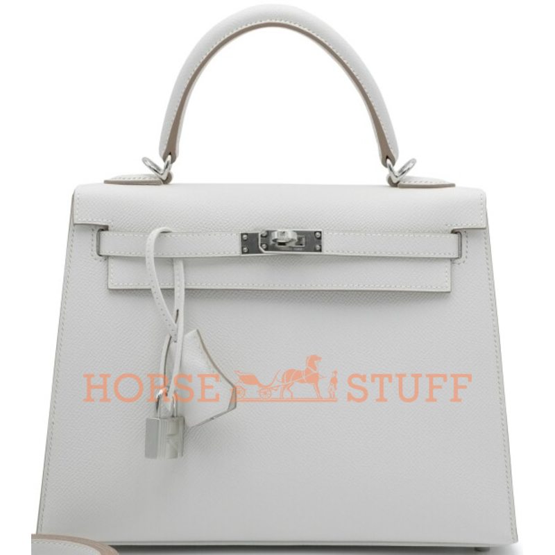 Hermès Kelly Sellier 25 Gris Pale Epsom PHW