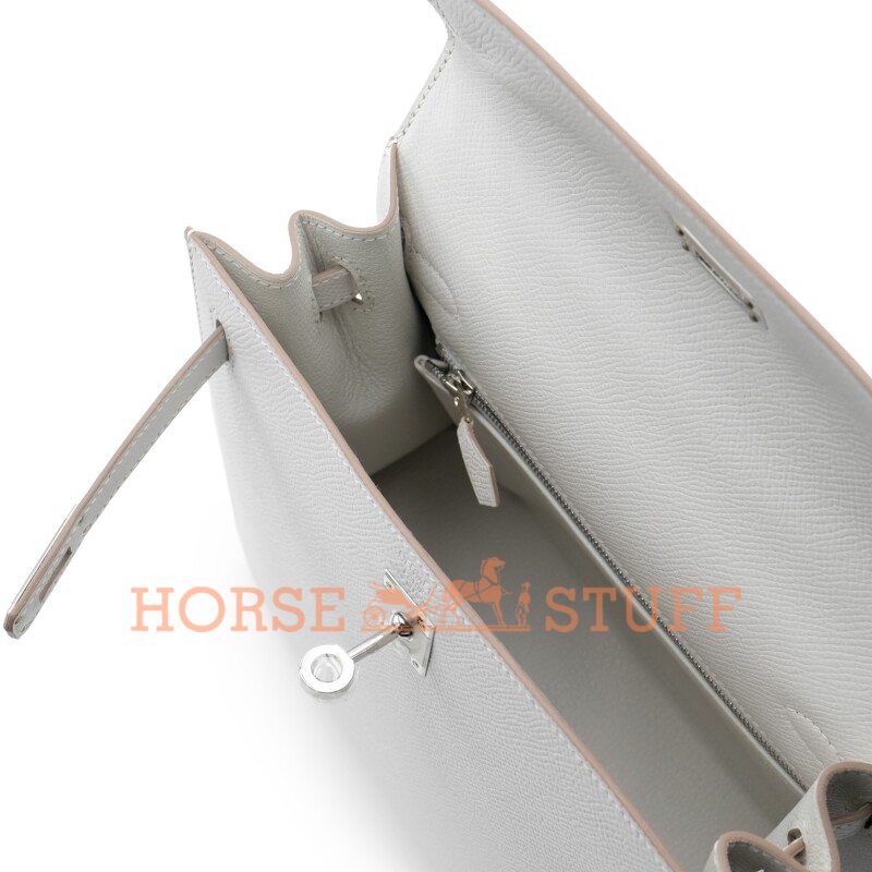 Hermès Kelly Sellier 25 Gris Pale Epsom PHW