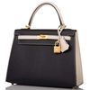 Hermès Kelly Sellier 25 Special Order HSS Black / Craie Epsom BGHW