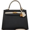 Hermès Kelly Sellier 25  Special Order HSS Black / Nata Epsom GHW