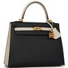 Hermès Kelly Sellier 25 Special Order HSS Black / Nata Epsom GHW