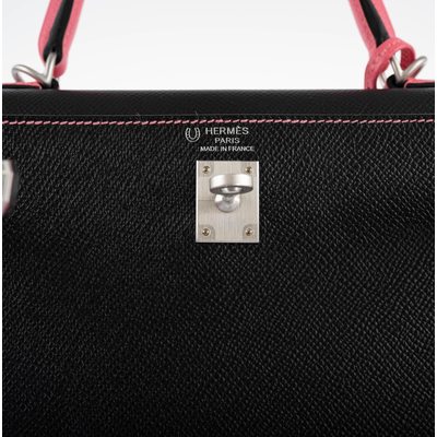 Hermès Kelly Sellier 25 Special Order HSS Black / Rose Azalee Epsom BPHW