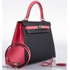 Hermès Kelly Sellier 25 Special Order HSS Black / Rose Azalee Epsom BPHW