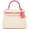 Hermès Kelly Sellier 25 Special Order HSS Craie / Rose Azalee Epsom GHW