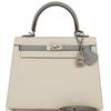 Hermès Kelly Sellier 25 Special Order HSS Craie / Gris Mouette Epsom BPHW