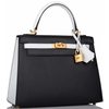 Hermès Kelly Sellier 25 Special Order HSS Black / White Epsom BGHW