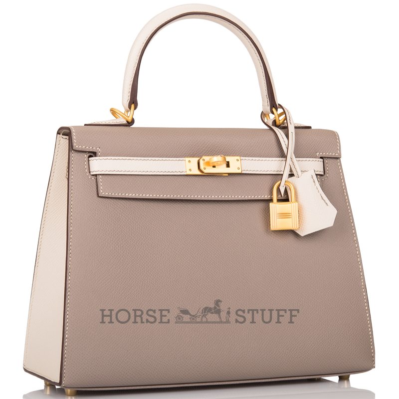 Hermès Kelly Sellier 25 Special Order HSS Gris Asphalt / Craie Epsom BGHW