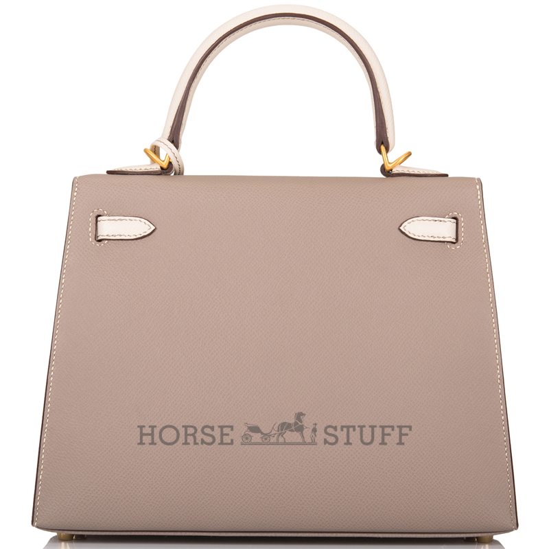 Hermès Kelly Sellier 25 Special Order HSS Gris Asphalt / Craie Epsom BGHW
