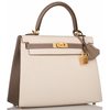 Hermès Kelly Sellier 25 Special Order HSS Craie / Etoupe Epsom BGHW