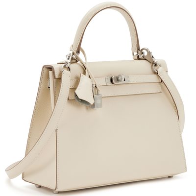 Hermès Kelly Sellier 25 Special Order HSS Verso Craie / Gris Perle Epsom BPHW 