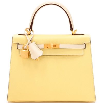 Hermès Kelly Sellier 25 Special Order HSS Jaune Poussin / Nata Epsom BGHW