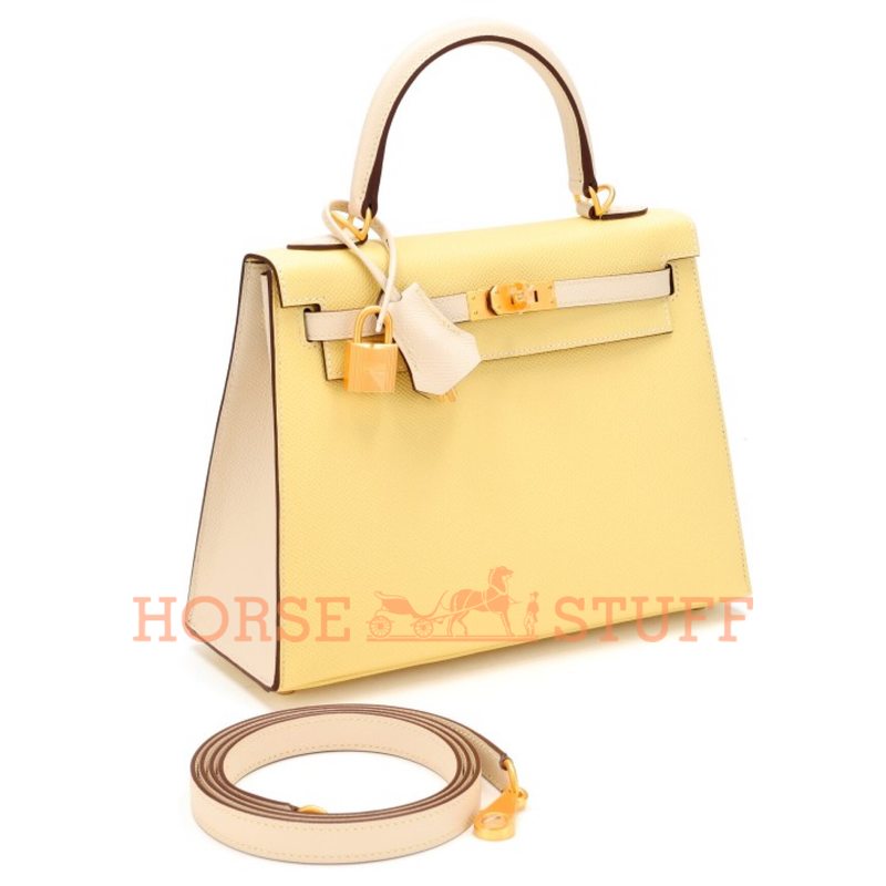 Hermès Kelly Sellier 25 Special Order HSS Jaune Poussin / Nata Epsom BGHW