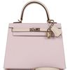 Hermès Kelly Sellier 25 Special Order HSS Mauve Pale / Craie Epsom GHW