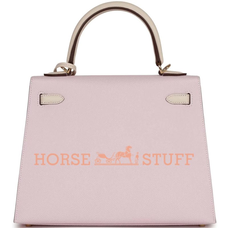 Hermès Kelly Sellier 25 Special Order HSS Mauve Pale / Craie Epsom GHW