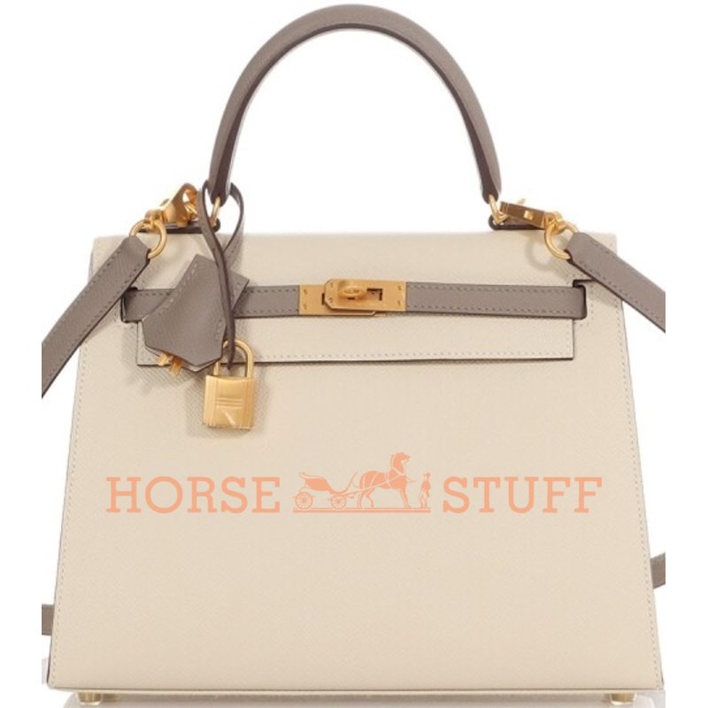 Hermes Kelly  Sellier 25 Special Order HSS Nata / Gris Asphalt BGHW