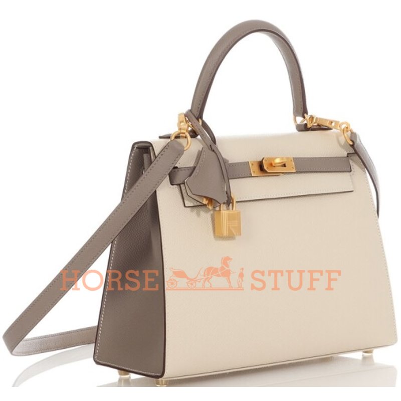 Hermes Kelly  Sellier 25 Special Order HSS Nata / Gris Asphalt BGHW