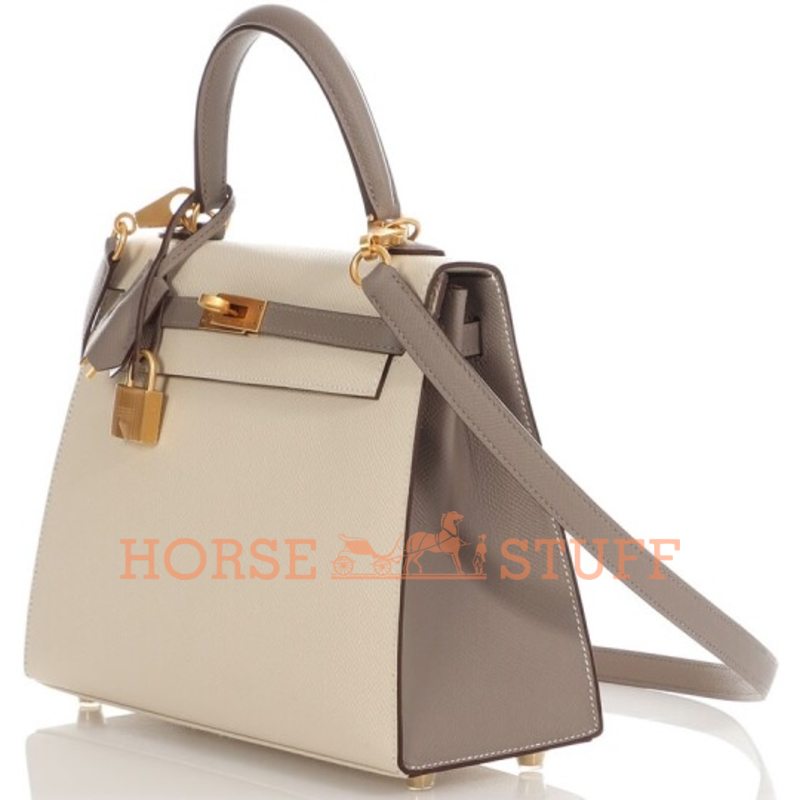 Hermes Kelly Sellier 25 Special Order HSS Nata / Gris Asphalt BGHW