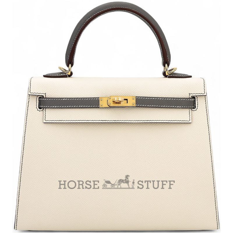 Hermes Kelly Sellier 25 Special Order HSS Nata / Gris Meyer Epsom GHW