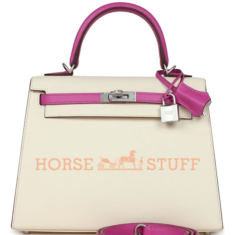 Hermès Kelly Sellier 25 Special Order HSS Nata / Rose Pourpre Epsom BPHW