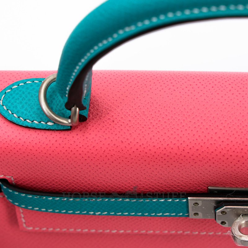 Hermes Kelly Sellier 25 Special Order HSS Rose Azalee / Blue Paon Epsom BPHW