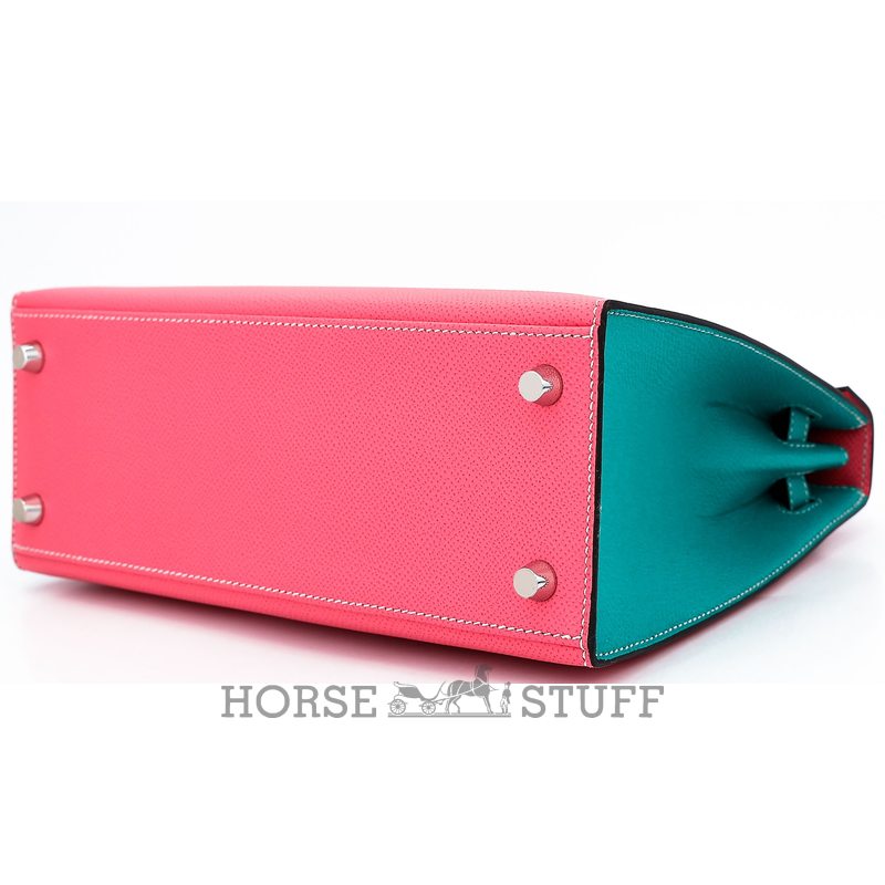 Hermes Kelly Sellier 25 Special Order HSS Rose Azalee / Blue Paon Epsom BPHW