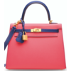 Hermès Kelly Sellier 25 Special Order HSS Rose Lipstick / Blue Electrique Epsom BGHW