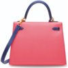 Hermès Kelly Sellier 25 Special Order HSS Rose Lipstick / Blue Electrique Epsom BGHW