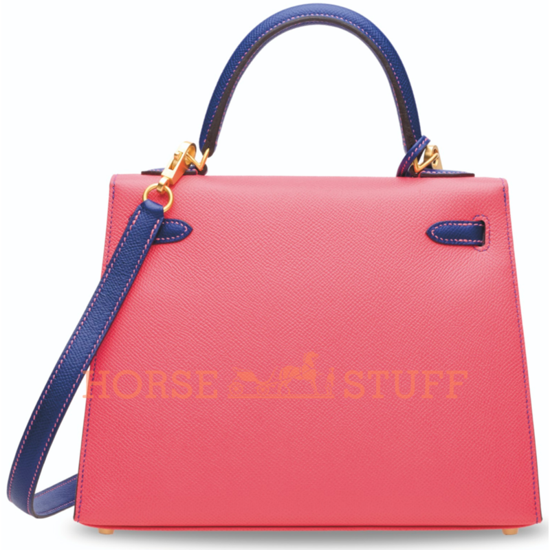 Hermès Kelly Sellier 25 Special Order HSS Rose Lipstick / Blue Electrique Epsom BGHW