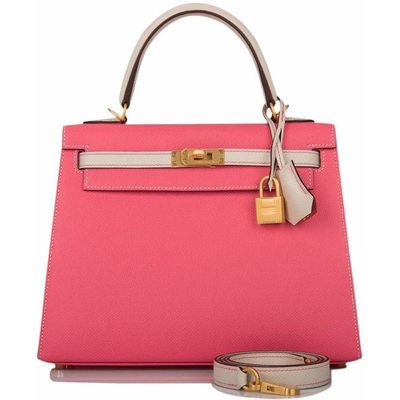 Hermès Kelly Sellier 25 Special Order HSS Rose Azalee / Craie Epsom BGHW