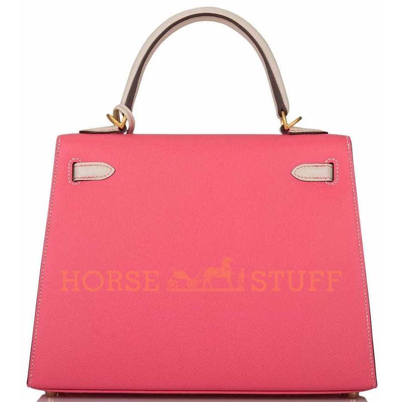 Hermès Kelly Sellier 25 Special Order HSS Rose Azalee / Craie Epsom BGHW