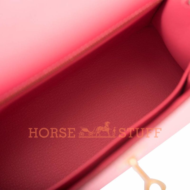 Hermès Kelly Sellier 25 Special Order HSS Rose Azalee / Craie Epsom BGHW