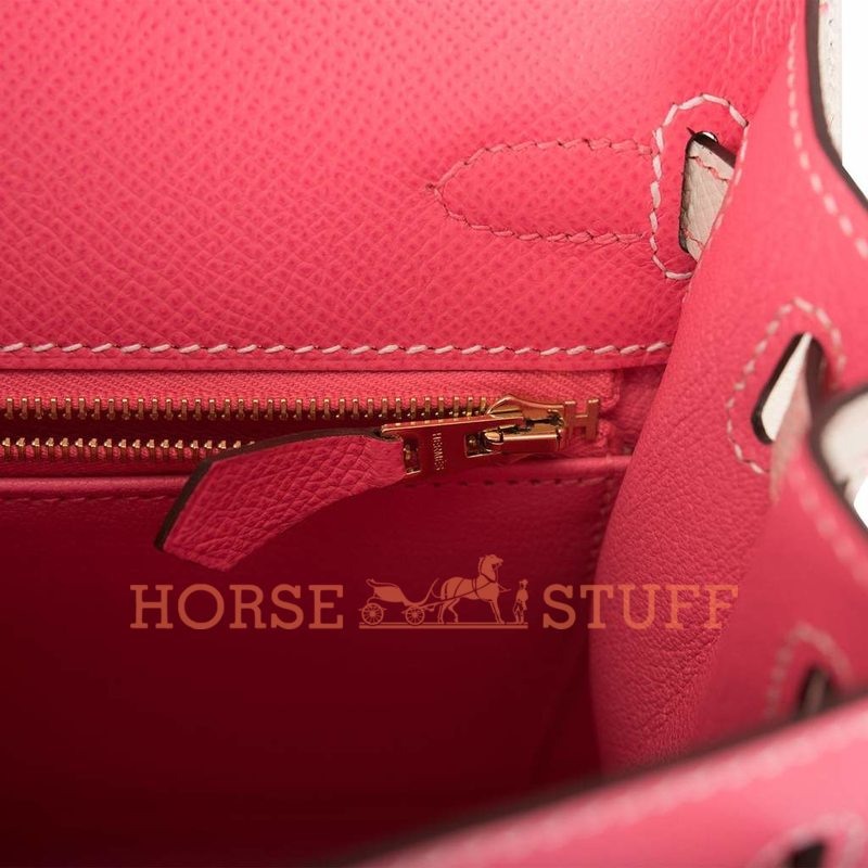 Hermès Kelly Sellier 25 Special Order HSS Rose Azalee / Craie Epsom BGHW