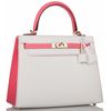 Hermès Kelly Sellier 25 Special Order HSS White / Rose Azalee Epsom Permabrass