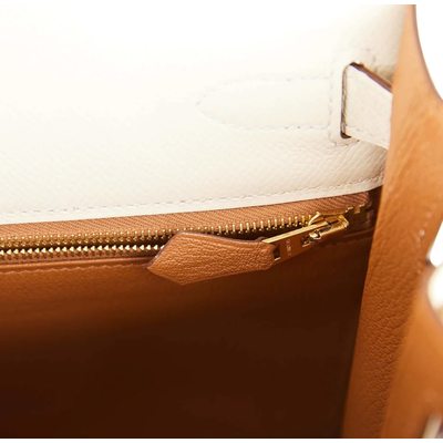 Hermès Kelly Sellier 25 Special Order HSS Verso Nata / Gold Epsom BGHW 