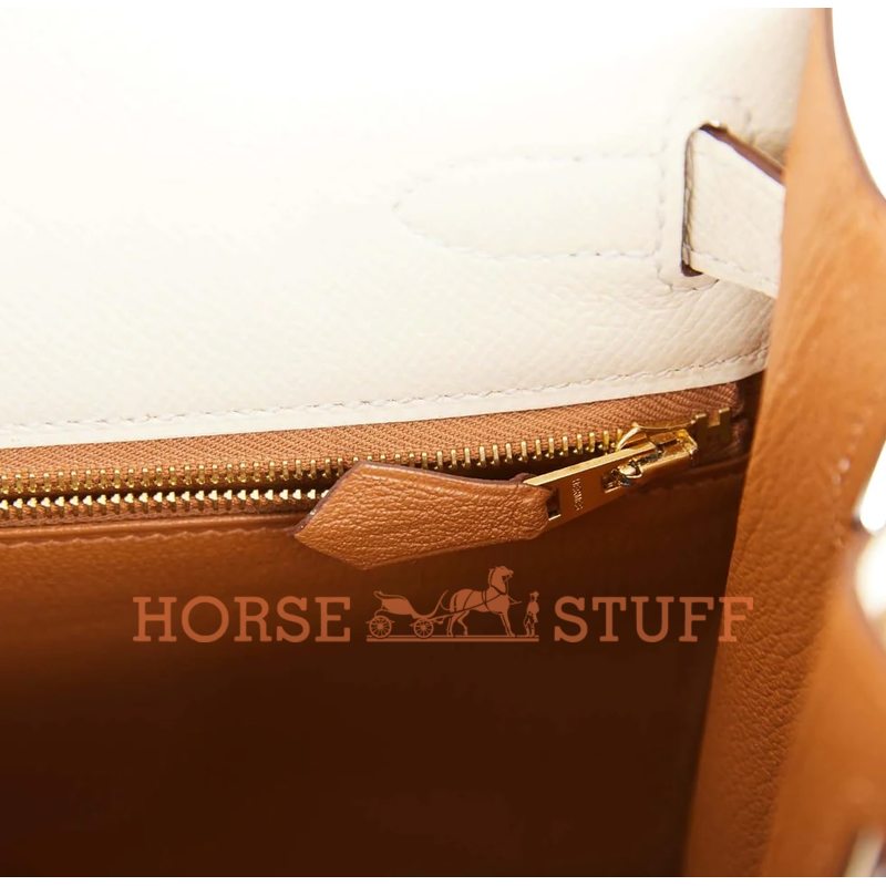 Hermès Kelly Sellier 25 Special Order HSS Verso Nata / Gold Epsom BGHW