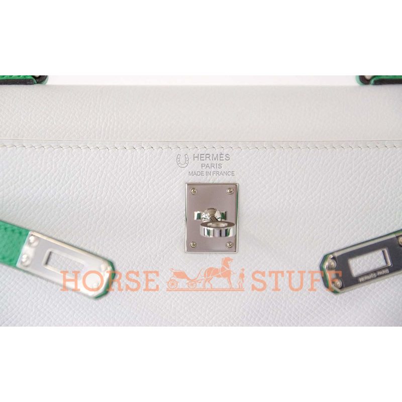 Hermès Kelly Sellier 25 Special Order HSS White / Bambou Epsom PHW