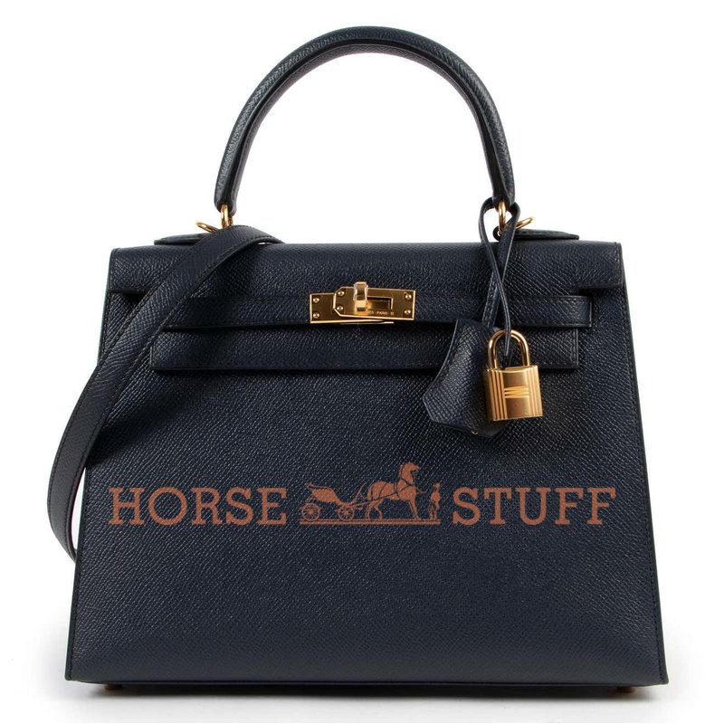 Hermès Kelly Sellier 25 Blue Indigo Epsom GHW