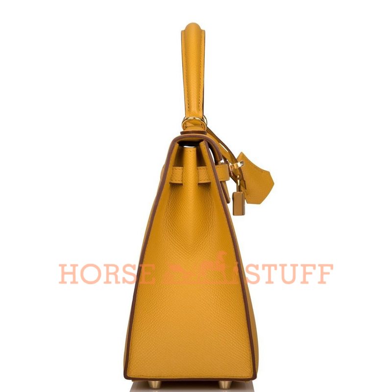 Hermès Kelly Sellier 25 Jaune Ambre Epsom GHW