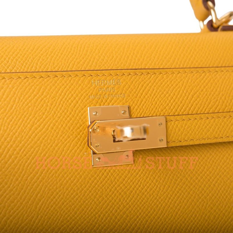 Hermès Kelly Sellier 25 Jaune Ambre Epsom GHW