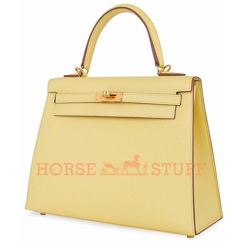 Hermès Kelly Sellier 25 Jaune Poussin Epsom GHW