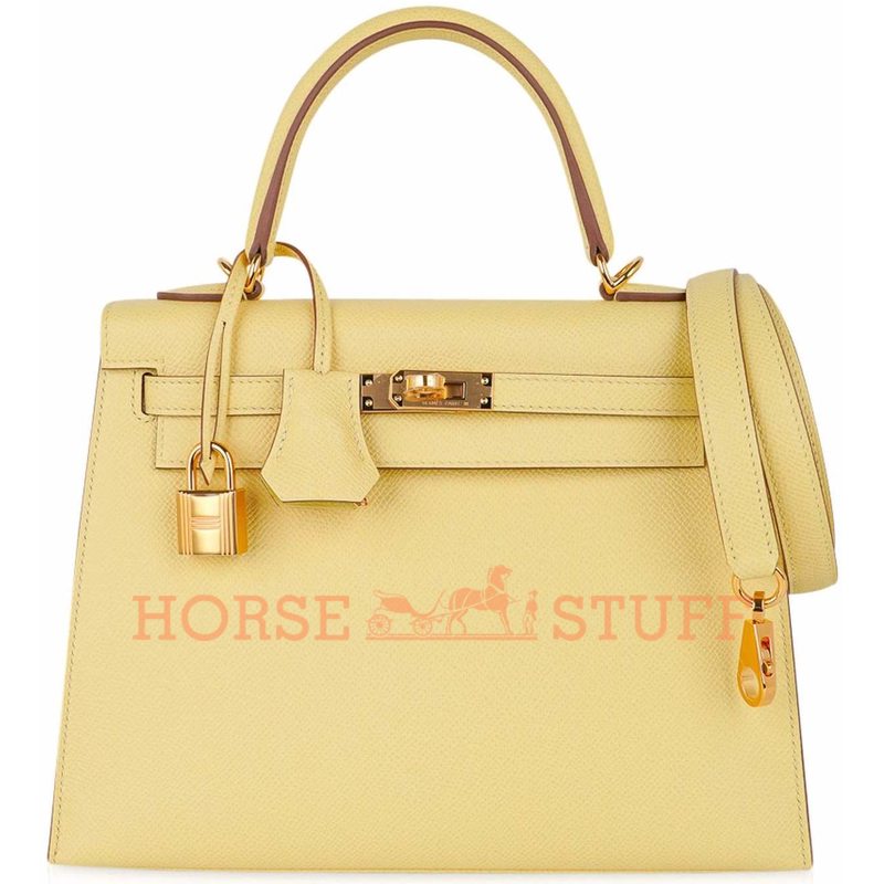 Hermès Kelly Sellier 25 Jaune Poussin Epsom GHW