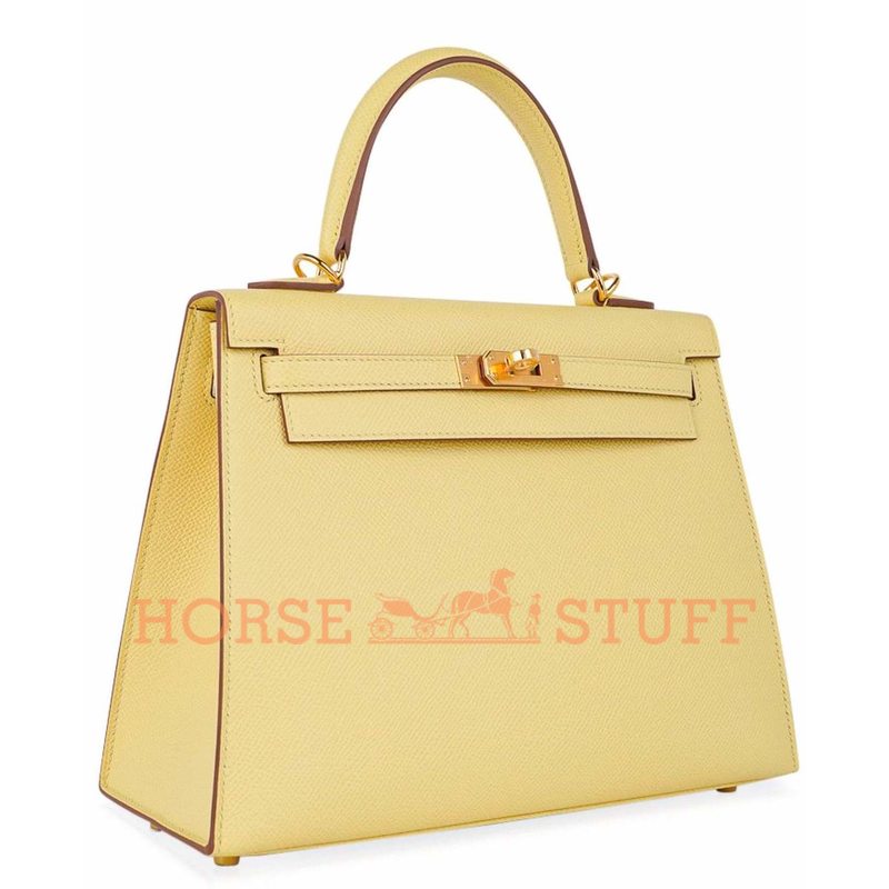 Hermès Kelly Sellier 25 Jaune Poussin Epsom GHW