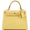 Hermès Kelly Sellier 25 Jaune Poussin Epsom PHW