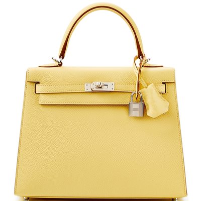 Hermès Kelly Sellier 25 Jaune Poussin Epsom PHW