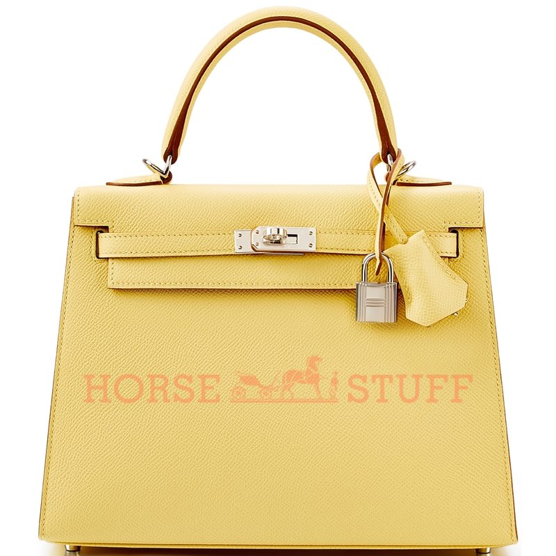 Hermès Kelly Sellier 25 Jaune Poussin Epsom PHW